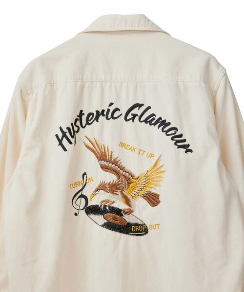 HYSTERIC GLAMOUR（ヒステリックグラマー）の「BREAK IT UP刺繍 オープンカラーシャツ（シャツ/ブラウス・メンズ・グリーン/ブラック/ホワイト・MEDIUM/LARGE/SMALL/X-LARGE）」の7枚目の写真
