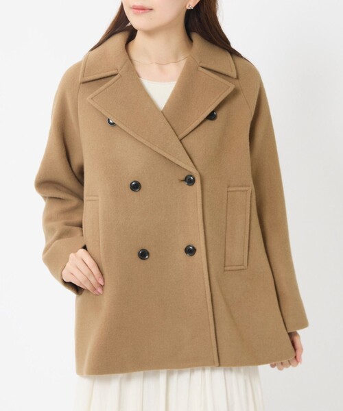 MICA&DEAL(マイカ&ディール)の「【MICA&DEAL/マイカアンドディール】Pコート/アウター/ダブルボタン(ピーコート・レディース・キャメル/ブラック・フリー)」の1枚目の写真