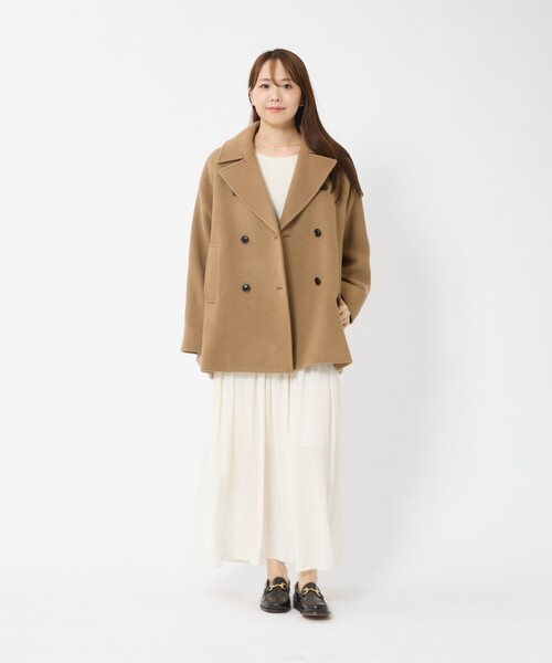 MICA&DEAL(マイカ&ディール)の「【MICA&DEAL/マイカアンドディール】Pコート/アウター/ダブルボタン(ピーコート・レディース・キャメル/ブラック・フリー)」の3枚目の写真