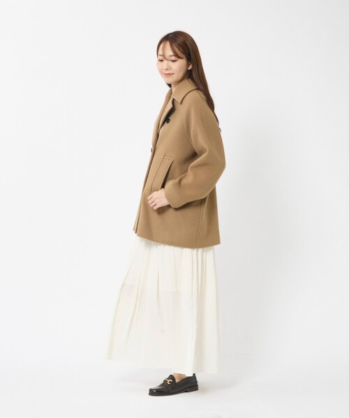 MICA&DEAL(マイカ&ディール)の「【MICA&DEAL/マイカアンドディール】Pコート/アウター/ダブルボタン(ピーコート・レディース・キャメル/ブラック・フリー)」の5枚目の写真