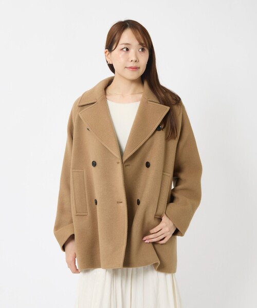 MICA&DEAL(マイカ&ディール)の「【MICA&DEAL/マイカアンドディール】Pコート/アウター/ダブルボタン(ピーコート・レディース・キャメル/ブラック・フリー)」の7枚目の写真
