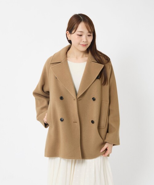 MICA&DEAL(マイカ&ディール)の「【MICA&DEAL/マイカアンドディール】Pコート/アウター/ダブルボタン(ピーコート・レディース・キャメル/ブラック・フリー)」の8枚目の写真