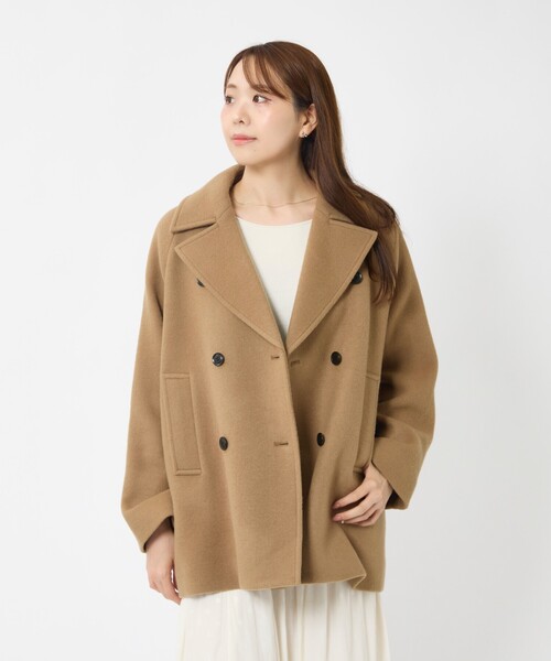 MICA&DEAL(マイカ&ディール)の「【MICA&DEAL/マイカアンドディール】Pコート/アウター/ダブルボタン(ピーコート・レディース・キャメル/ブラック・フリー)」の9枚目の写真