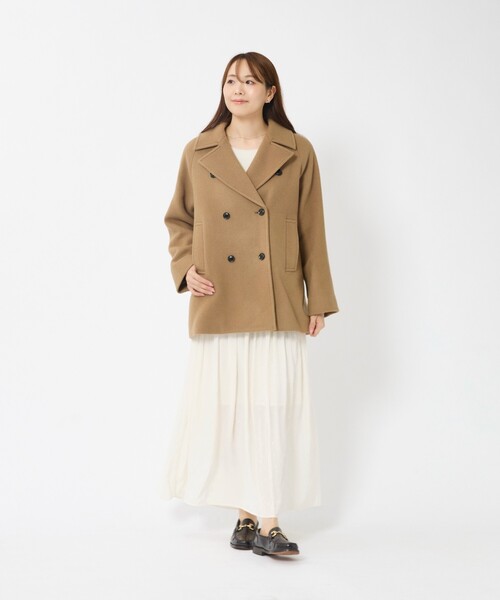 MICA&DEAL(マイカ&ディール)の「【MICA&DEAL/マイカアンドディール】Pコート/アウター/ダブルボタン(ピーコート・レディース・キャメル/ブラック・フリー)」の10枚目の写真