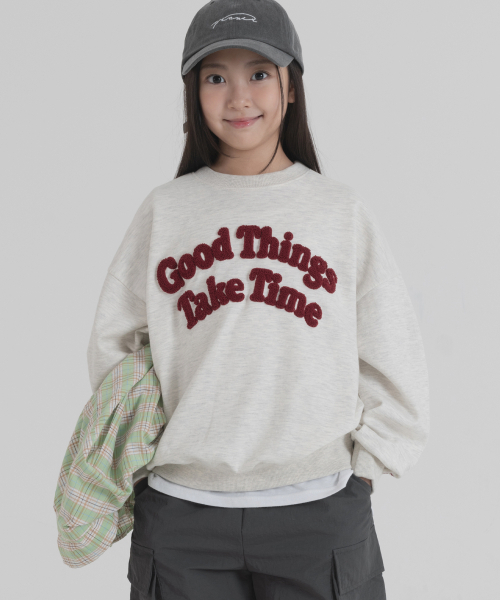 PIANER KIDS（ピアネールキッズ）の「ブークル刺繍オーバーサイズスウェット（オートミール）（スウェット・レディース・オートミール・S(120-130cm)/M(130-140cm)/L(140-150cm)/XL(150-160㎝)）」の5枚目の写真