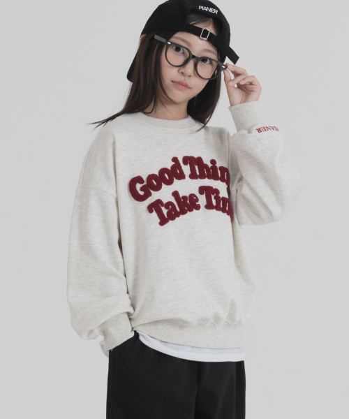 PIANER KIDS（ピアネールキッズ）の「ブークル刺繍オーバーサイズスウェット（オートミール）（スウェット・レディース・オートミール・S(120-130cm)/M(130-140cm)/L(140-150cm)/XL(150-160㎝)）」の7枚目の写真