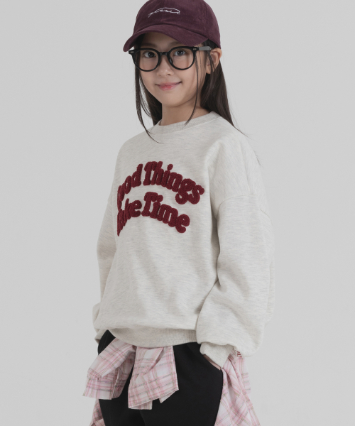 PIANER KIDS（ピアネールキッズ）の「ブークル刺繍オーバーサイズスウェット（オートミール）（スウェット・レディース・オートミール・S(120-130cm)/M(130-140cm)/L(140-150cm)/XL(150-160㎝)）」の9枚目の写真