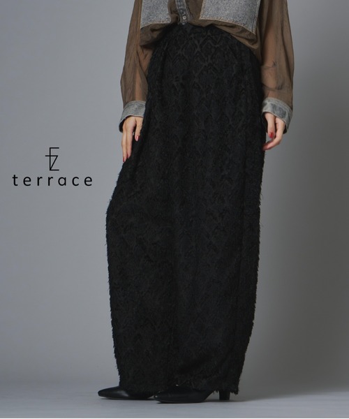 terrace（テラス）の「ダイヤカットフリンジシアーワイドタックパンツ（その他パンツ・レディース・モスグリーン/ブラック/キナリ・FREE）」の2枚目の写真