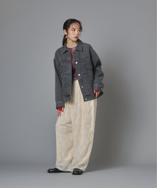 terrace（テラス）の「ダイヤカットフリンジシアーワイドタックパンツ（その他パンツ・レディース・モスグリーン/ブラック/キナリ・FREE）」の8枚目の写真