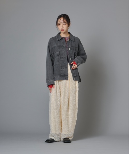 terrace（テラス）の「ダイヤカットフリンジシアーワイドタックパンツ（その他パンツ・レディース・モスグリーン/ブラック/キナリ・FREE）」の9枚目の写真