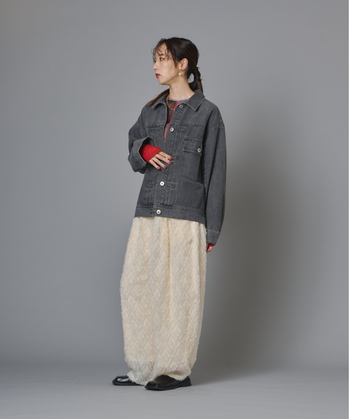 terrace（テラス）の「ダイヤカットフリンジシアーワイドタックパンツ（その他パンツ・レディース・モスグリーン/ブラック/キナリ・FREE）」の10枚目の写真