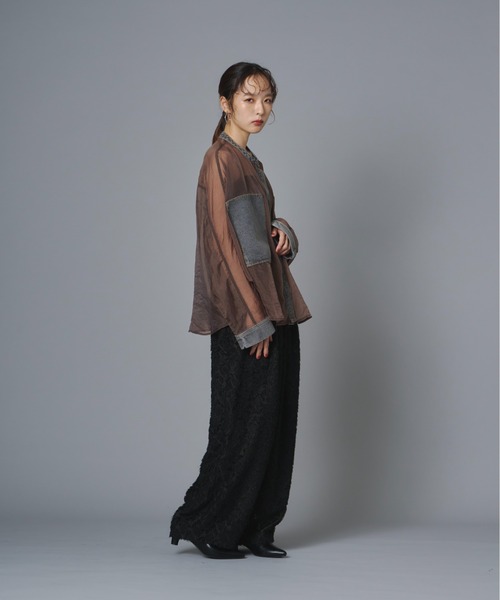terrace（テラス）の「ダイヤカットフリンジシアーワイドタックパンツ（その他パンツ・レディース・モスグリーン/ブラック/キナリ・FREE）」の17枚目の写真