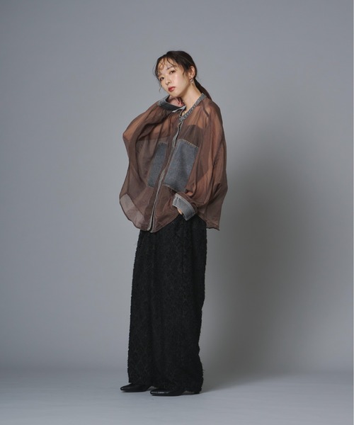 terrace（テラス）の「ダイヤカットフリンジシアーワイドタックパンツ（その他パンツ・レディース・モスグリーン/ブラック/キナリ・FREE）」の19枚目の写真