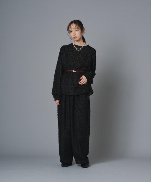 terrace（テラス）の「ダイヤカットフリンジシアーワイドタックパンツ（その他パンツ・レディース・モスグリーン/ブラック/キナリ・FREE）」の21枚目の写真