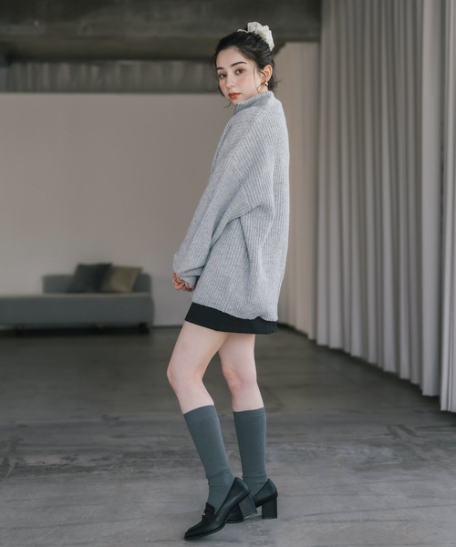 Rocky Monroe(ロッキーモンロー)の「オーバーサイズ畦編みハーフジップ長袖ニットセーター(ニット/セーター・メンズ・ネイビー/ブルー/ピンク/レッド/ホワイト系/ブラック系/グレー系/チャコール/ワイン・S/M/XL/L)」の16枚目の写真