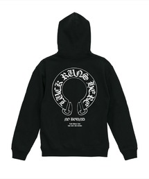 NOBOUND(ノーバウンド) プルパーカー スウェット ホースシュー オールドイングリッシュロゴ ワンポイント プリント バックプリント 8.8オンス 裏毛 プルオーバーパーカー フーディー トップス ストリート メンズ レディース ユニセックス