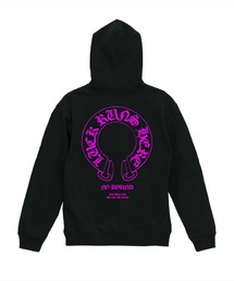 NOBOUND（ノーバウンド）の「NOBOUND（ノーバウンド） プルパーカー スウェット ホースシュー オールドイングリッシュロゴ ワンポイント プリント バックプリント 8.8オンス 裏毛 プルオーバーパーカー フーディー トップス ストリート メンズ レディース ユニセックス（パーカー）」