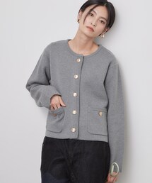 金ボタンポケットニットカーディガン【洗濯機OK】