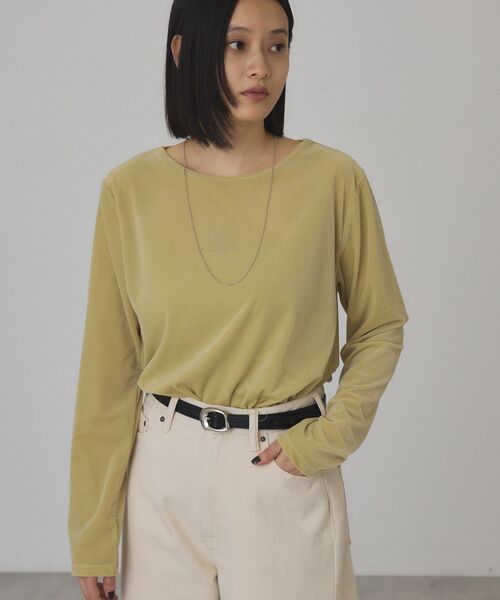 AMERICAN HOLIC(アメリカンホリック)の「シアーベロアロングプルオーバー(Tシャツ/カットソー・レディース・その他6/クリーム/ネイビー・L/M)」の4枚目の写真