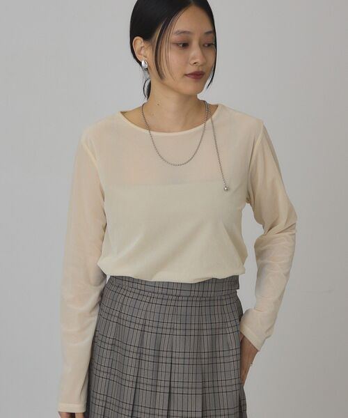AMERICAN HOLIC(アメリカンホリック)の「シアーベロアロングプルオーバー(Tシャツ/カットソー・レディース・その他6/クリーム/ネイビー・L/M)」の10枚目の写真