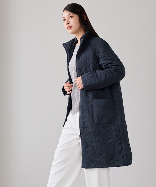 sankyo shokai（サンキョウショウカイ）の「中綿コート キルティングコート スタンドカラー（その他アウター・レディース・ネイビー/モカ・S/M/L/3L/2L）」の9枚目の写真