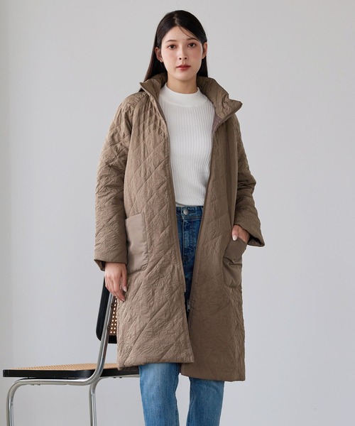 sankyo shokai（サンキョウショウカイ）の「中綿コート キルティングコート スタンドカラー（その他アウター・レディース・ネイビー/モカ・S/M/L/3L/2L）」の14枚目の写真