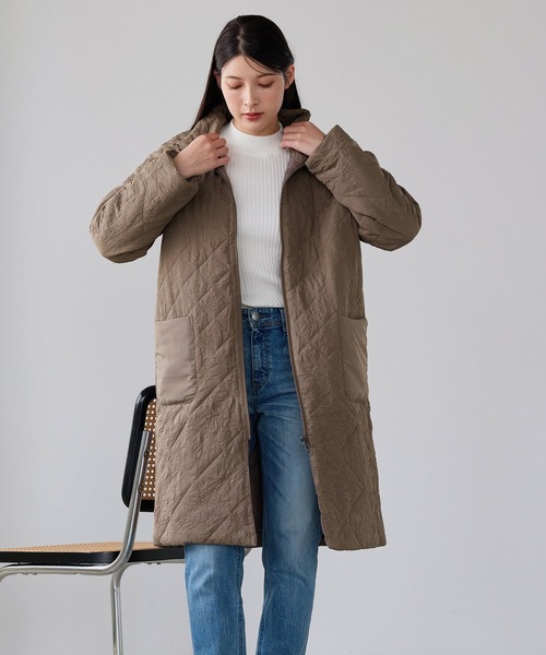 sankyo shokai（サンキョウショウカイ）の「中綿コート キルティングコート スタンドカラー（その他アウター・レディース・ネイビー/モカ・S/M/L/3L/2L）」の15枚目の写真