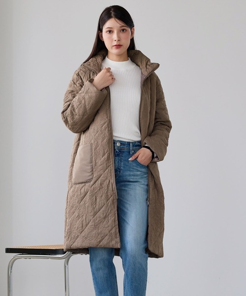 sankyo shokai（サンキョウショウカイ）の「中綿コート キルティングコート スタンドカラー（その他アウター・レディース・ネイビー/モカ・S/M/L/3L/2L）」の3枚目の写真