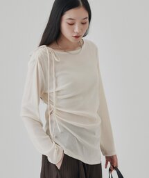 Omekashi | ショルダーギャザーベロアロンT(Tシャツ/カットソー)
