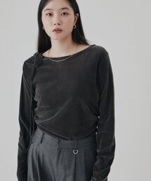 【ZOZO先行予約/4日間限定10%OFF】ショルダーギャザーベロアロンT