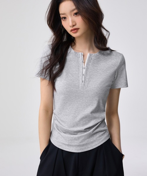 Bifrost(ビフレスト)の「前半開きボタンカットソー(Tシャツ/カットソー・レディース・アイボリー/ブラック/グレー・L/M)」の16枚目の写真