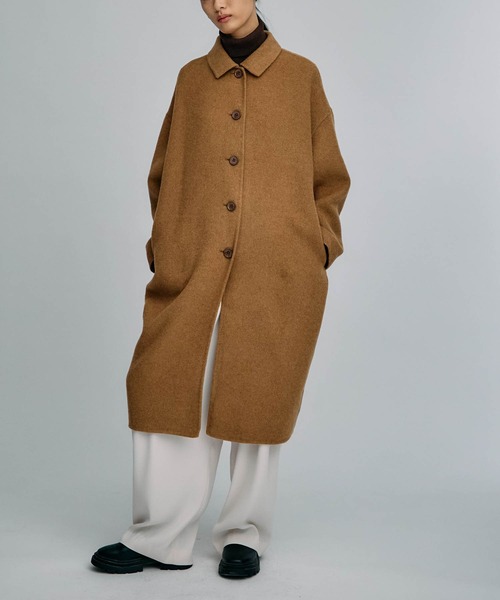 for/c p.m（フォーシーピーエム）の「[for/c p.m]リバーステンカラーコクーンロングコート（ステンカラーコート・レディース・ブラウン/ブラック/ネイビー/キャメル・ロング丈/レギュラー丈）」の9枚目の写真