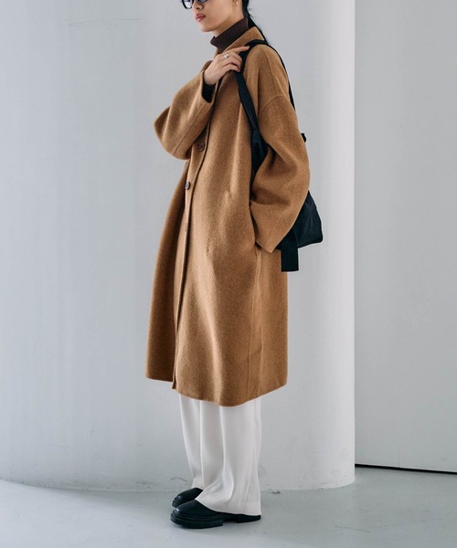 for/c p.m（フォーシーピーエム）の「[for/c p.m]リバーステンカラーコクーンロングコート（ステンカラーコート・レディース・ブラウン/ブラック/ネイビー/キャメル・ロング丈/レギュラー丈）」の5枚目の写真