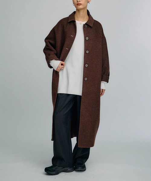 for/c p.m（フォーシーピーエム）の「[for/c p.m]リバーステンカラーコクーンロングコート（ステンカラーコート・レディース・ブラウン/ブラック/ネイビー/キャメル・ロング丈/レギュラー丈）」の21枚目の写真