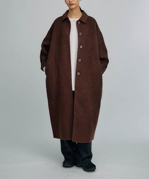 for/c p.m（フォーシーピーエム）の「[for/c p.m]リバーステンカラーコクーンロングコート（ステンカラーコート・レディース・ブラウン/ブラック/ネイビー/キャメル・ロング丈/レギュラー丈）」の22枚目の写真
