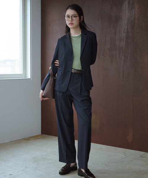 COMME CA ISM(コムサイズム)の「【セットアップ対応】ピンストライプ ワイドパンツ(その他パンツ・レディース・ネイビー/グレー・L/M)」の4枚目の写真