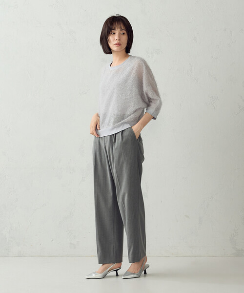COMME CA ISM(コムサイズム)の「【セットアップ対応】ピンストライプ ワイドパンツ(その他パンツ・レディース・ネイビー/グレー・L/M)」の7枚目の写真
