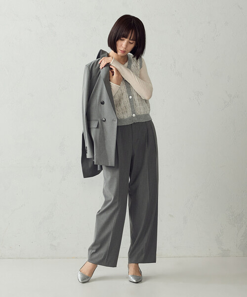 COMME CA ISM(コムサイズム)の「【セットアップ対応】ピンストライプ ワイドパンツ(その他パンツ・レディース・ネイビー/グレー・L/M)」の8枚目の写真