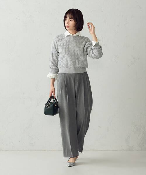COMME CA ISM(コムサイズム)の「【セットアップ対応】ピンストライプ ワイドパンツ(その他パンツ・レディース・ネイビー/グレー・L/M)」の9枚目の写真