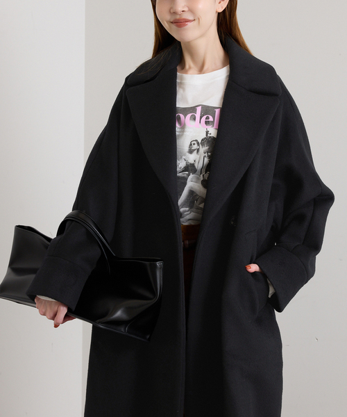 U by SPICK&SPAN(ユーバイスピックアンドスパン)の「TICCA / ティッカ ロングテントコート(ステンカラーコート・レディース・ブラック/ベージュ・FREE)」の3枚目の写真