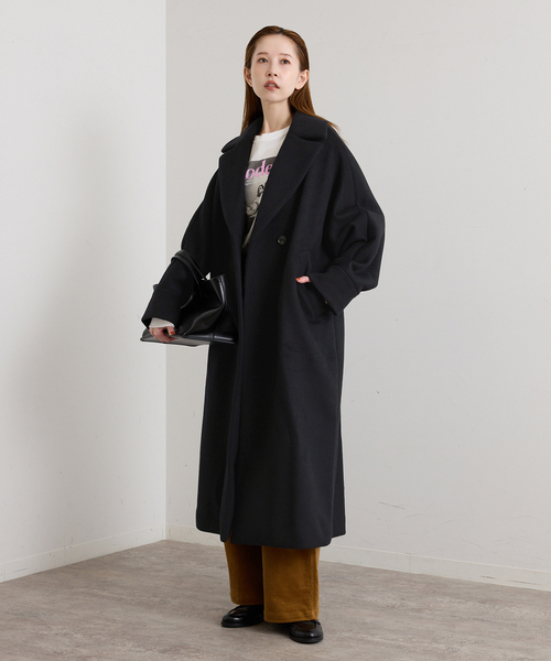 U by SPICK&SPAN(ユーバイスピックアンドスパン)の「TICCA / ティッカ ロングテントコート(ステンカラーコート・レディース・ブラック/ベージュ・FREE)」の4枚目の写真