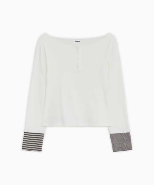 OHESHIO(オヘシオ)の「COLOR BLOCK BUTTON LONG SLEEVE, IVORY(Tシャツ/カットソー・レディース・その他・FREE)」の8枚目の写真