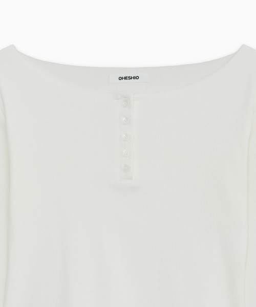 OHESHIO(オヘシオ)の「COLOR BLOCK BUTTON LONG SLEEVE, IVORY(Tシャツ/カットソー・レディース・その他・FREE)」の10枚目の写真