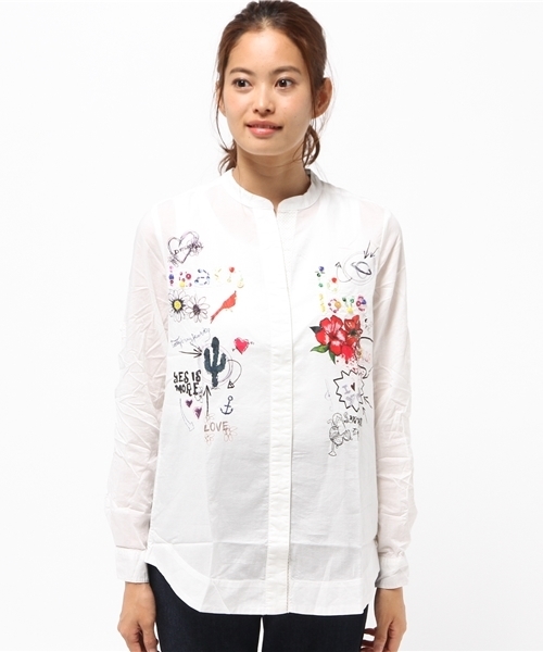 Desigual（デシグアル）の「★「Desigual/デシグアル」シャツ （シャツ/ブラウス・レディース・ホワイト・SMALL/LARGE/MEDIUM/X-LARGE/X-SMALL/XX-LARGE）」の2枚目の写真