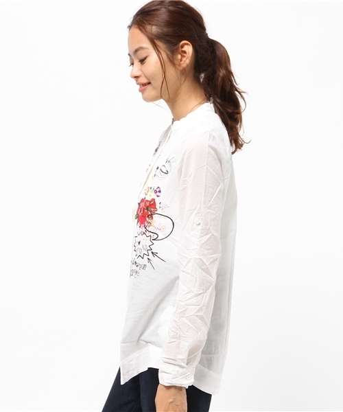 Desigual（デシグアル）の「★「Desigual/デシグアル」シャツ （シャツ/ブラウス・レディース・ホワイト・SMALL/LARGE/MEDIUM/X-LARGE/X-SMALL/XX-LARGE）」の3枚目の写真