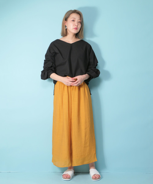 notch.（ノッチ）の「タックロングワイドパンツ （その他パンツ・レディース・オフホワイト/ボルドー/マスタード/ブラウン/ブラック/ネイビー・M/TM）」の17枚目の写真