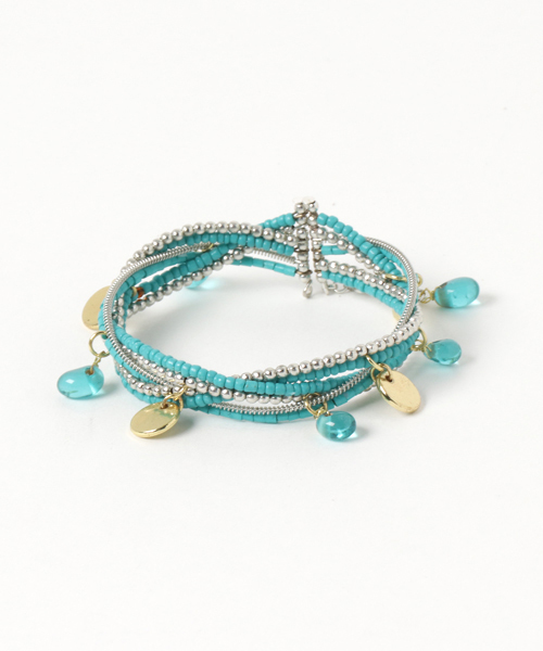 チャイハネ（チャイハネ）の「【チャイハネ】ティアーバングルブレスレット（バングル/リストバンド・レディース・ターコイズブルー/ブルー/ホワイト/カラフル/ブルー系その他・FREE）」の3枚目の写真