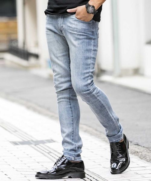 A.S.M（エーエスエム）の「【人気商品】スリムストレッチデニム（デニムパンツ・メンズ・ブルー系その他/ライトインディゴブルー/ダークインディゴブルー・48/50/52/46）」の3枚目の写真