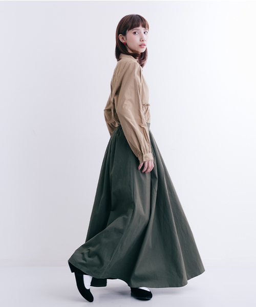 MERLOT（メルロー）の「タックフレアスカート1067（スカート・レディース・ブラック/ベージュ/カーキ/ネイビー/ワイン・FREE）」の7枚目の写真