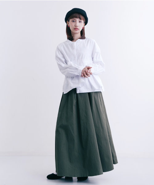 MERLOT（メルロー）の「タックフレアスカート1067（スカート・レディース・ブラック/ベージュ/カーキ/ネイビー/ワイン・FREE）」の9枚目の写真